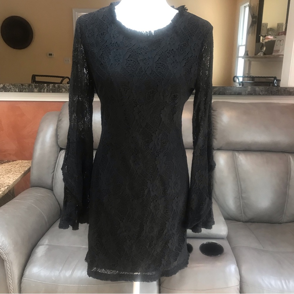 Vintage Mod 70’s sheer bell sleeve dress